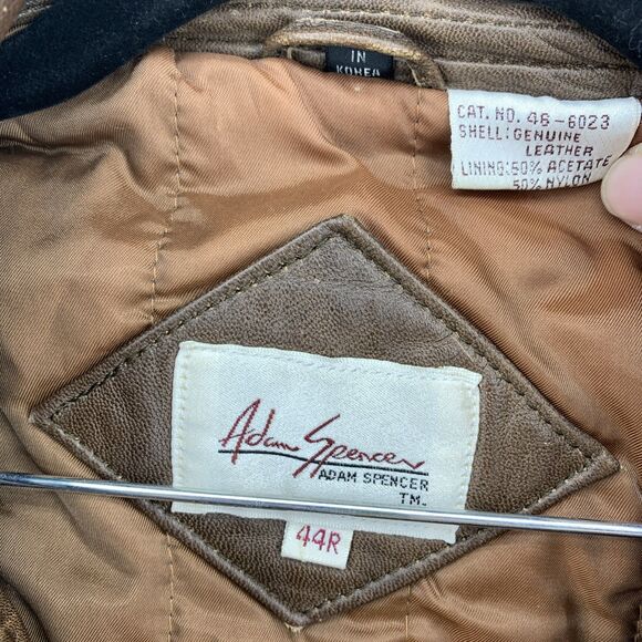 Vtg Adam Spencer Mens 44R Leather Flight Pilot Bomber Jacket Distressed Grunge - Picture 4 of 10